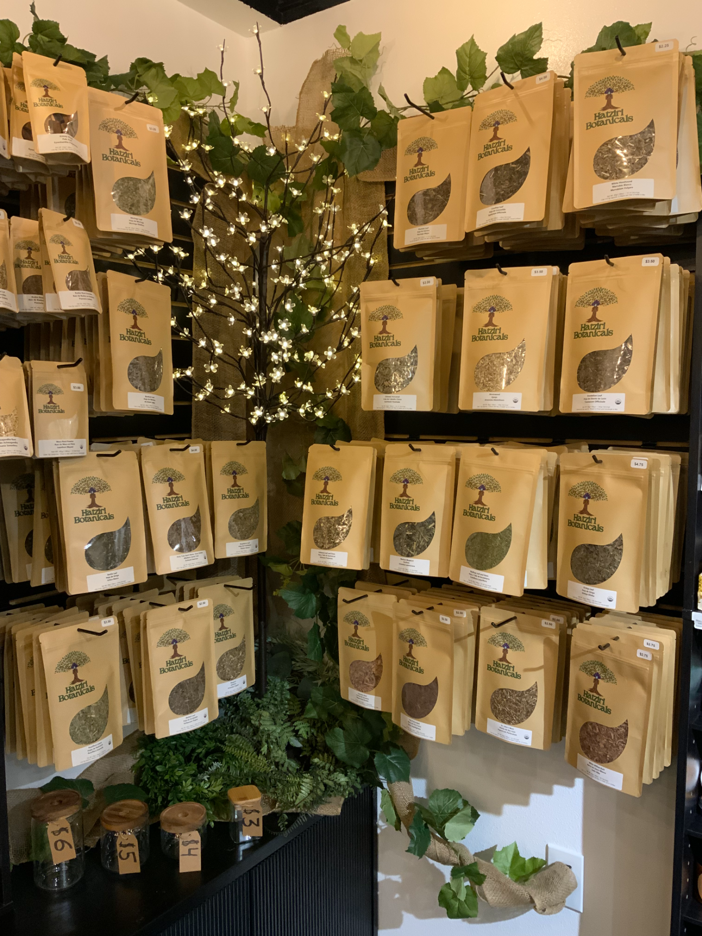 The herb wall in the McAllen shop